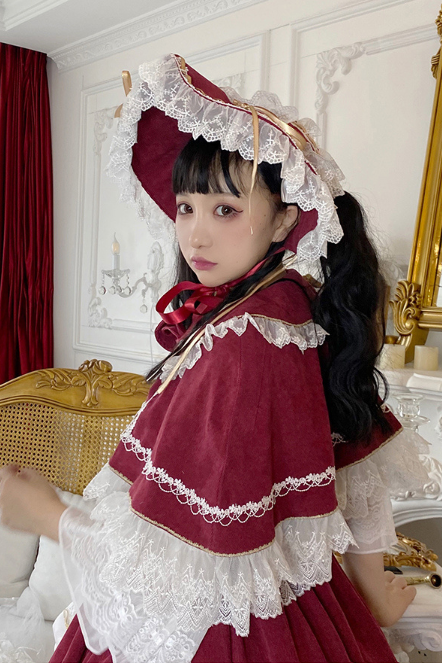 Gothic Doll Lace Jumperskirt + Baby Cap + Hairband + Shawl