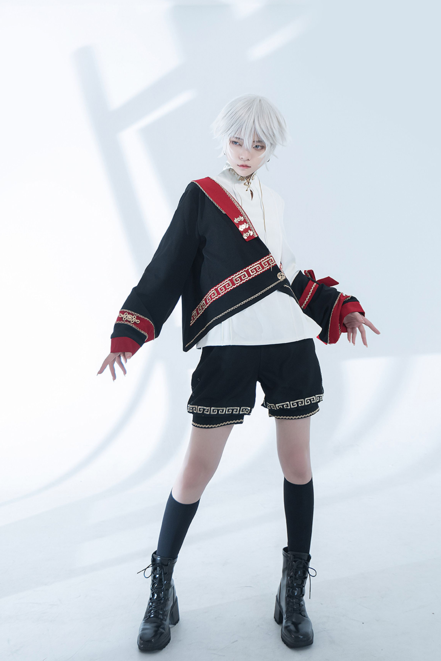 Retro Stand Collar Shirt + Shorts + Jacket