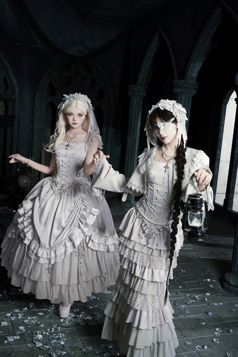 Gothic Lolita Skirt + Corset + Veil + Necklace + Waist Chain
