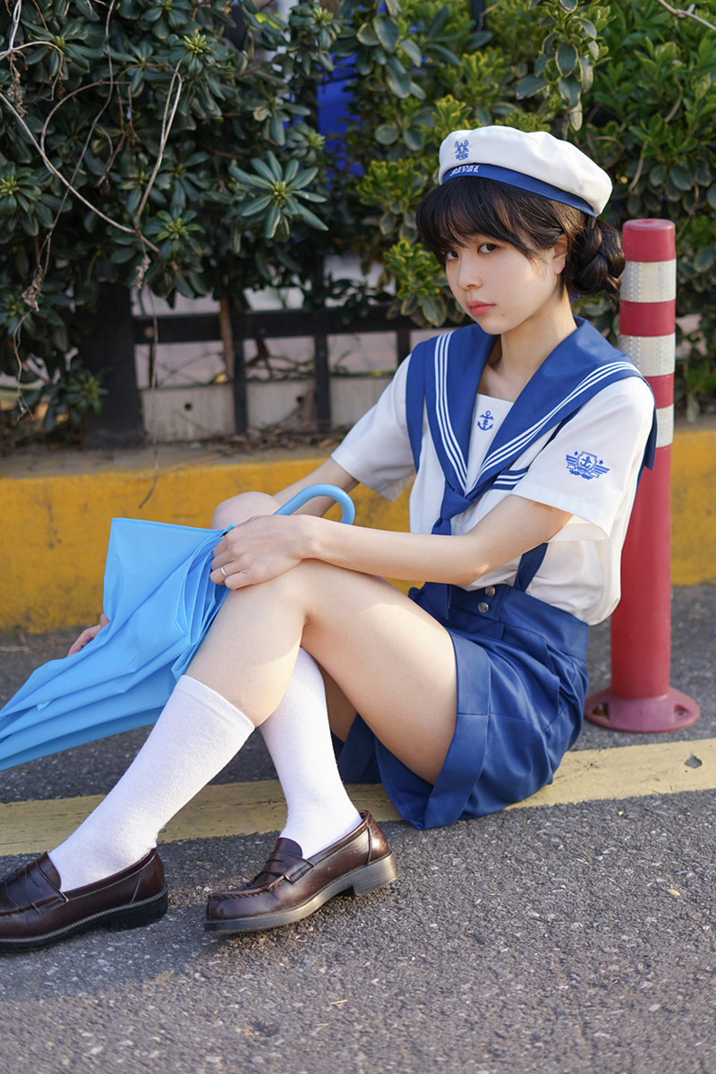 Sailor Shirt + Suspender Shorts + Tie + Beret
