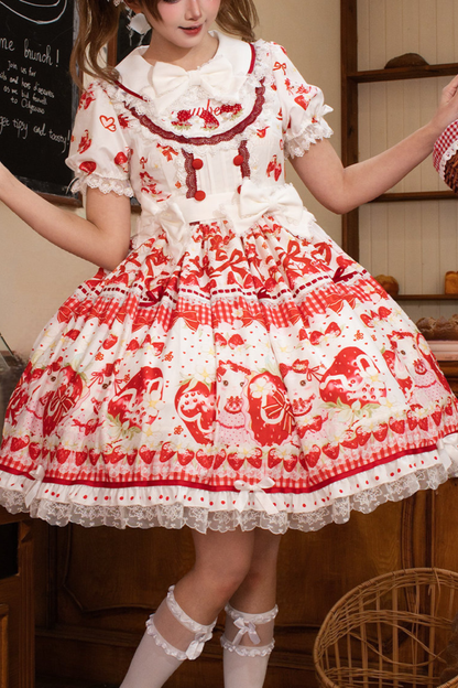 Red Berry Lolita Dress + Ribbon + Headband