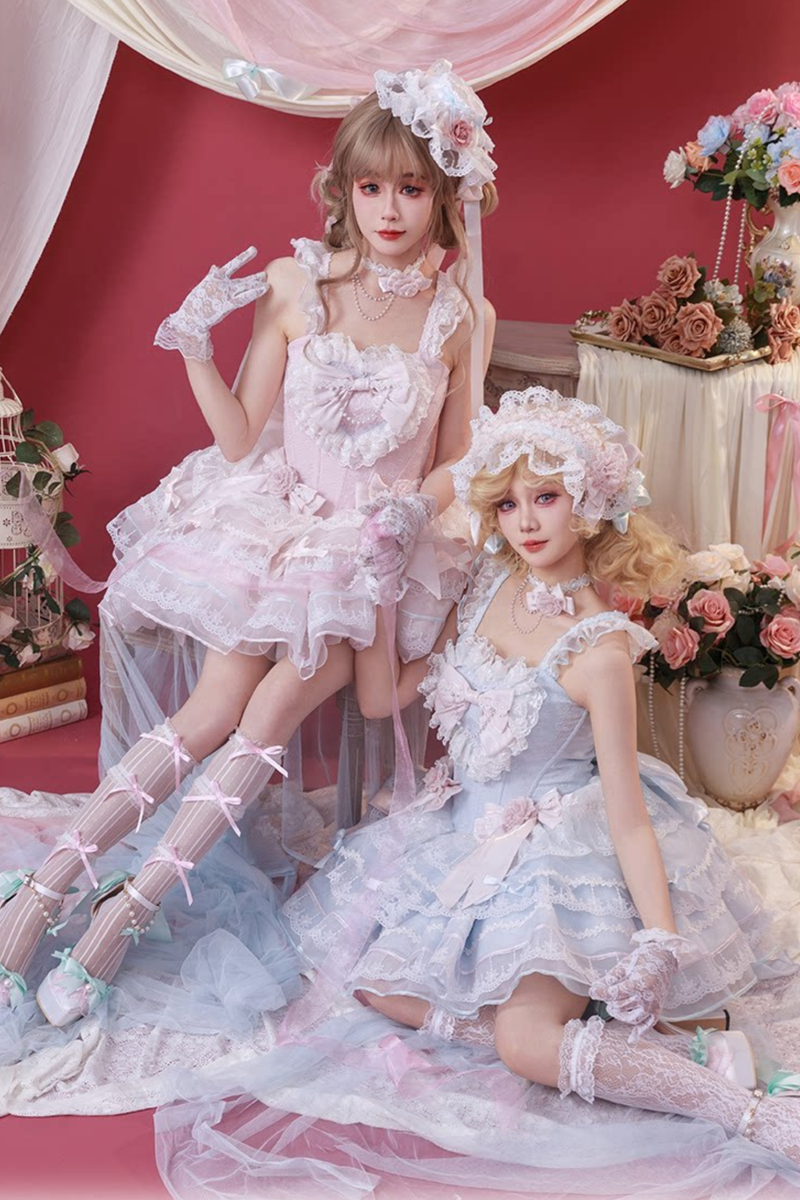 Light Sweet Lolita Jumper Skirt + Hat + Hairband