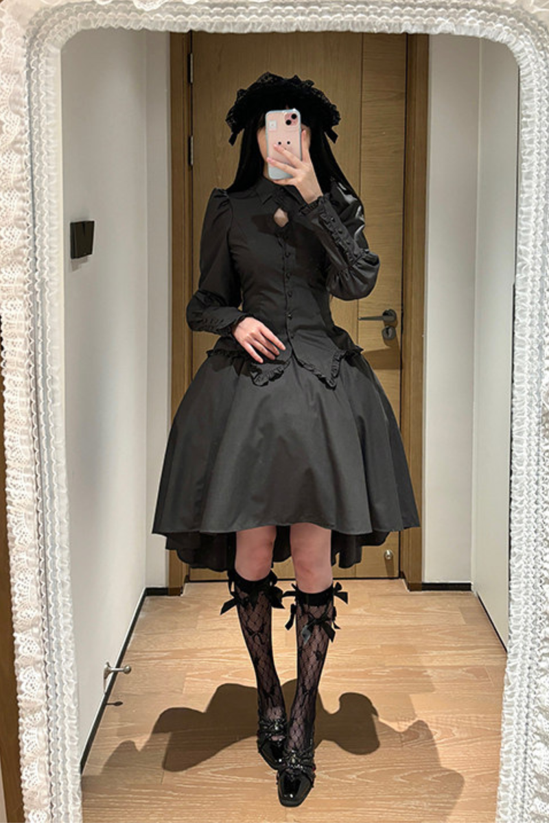 Gothic Puff Shoulder Blouse + Skirt