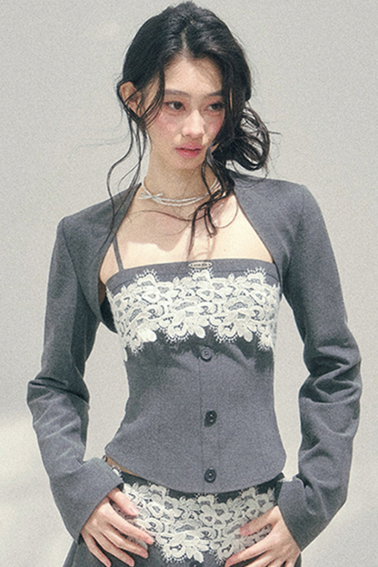 Lace Camisole Top + Shawl + Culottes
