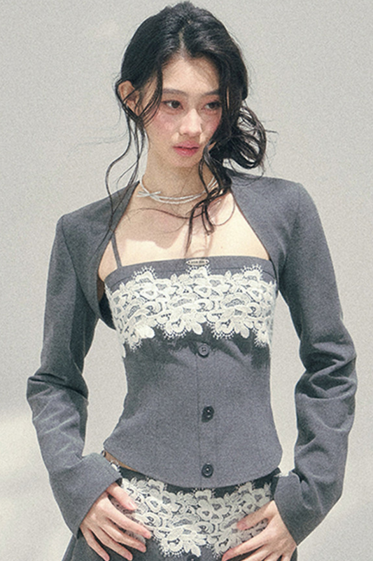 Lace Camisole Top + Shawl + Culottes