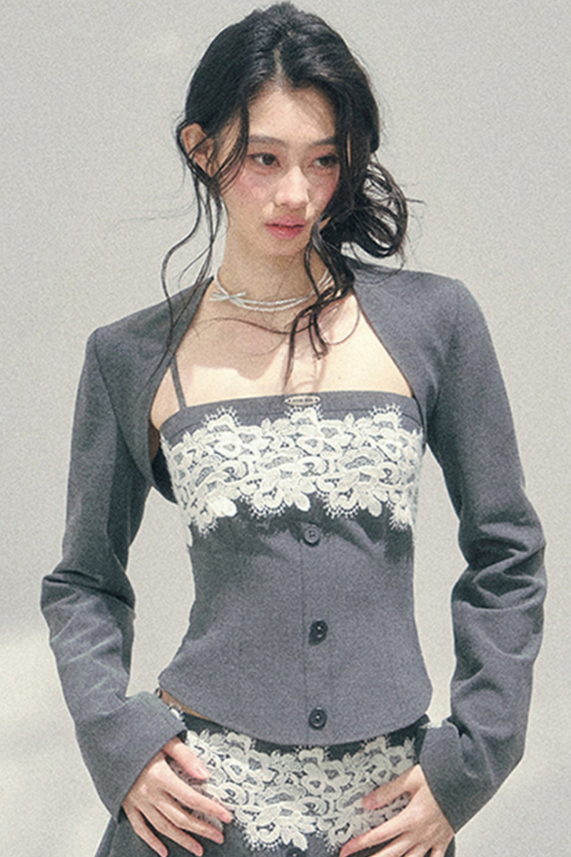 Lace Camisole Top + Shawl + Culottes