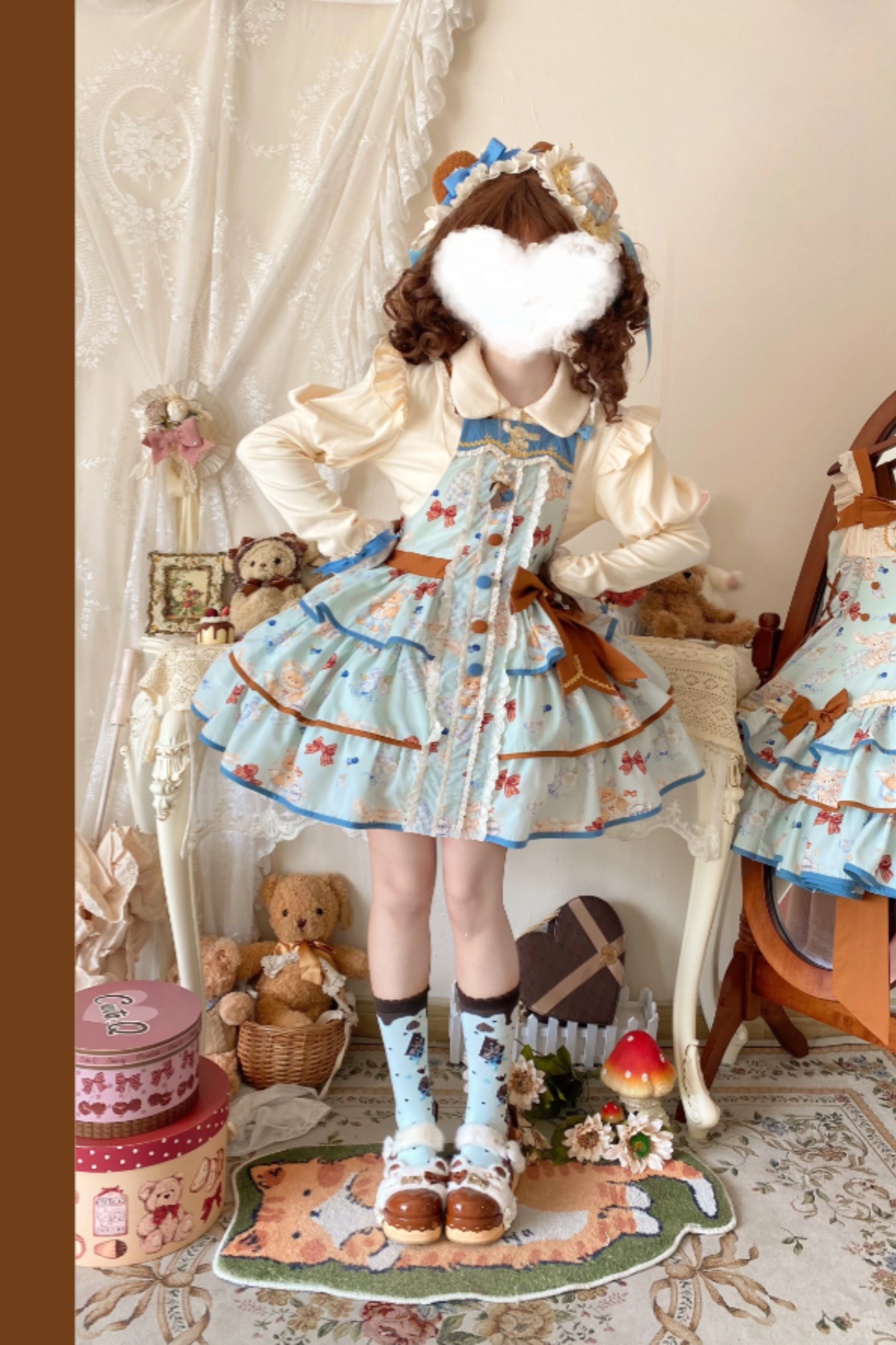 Seaside Bear Tea Party Lolita Dress + Cape