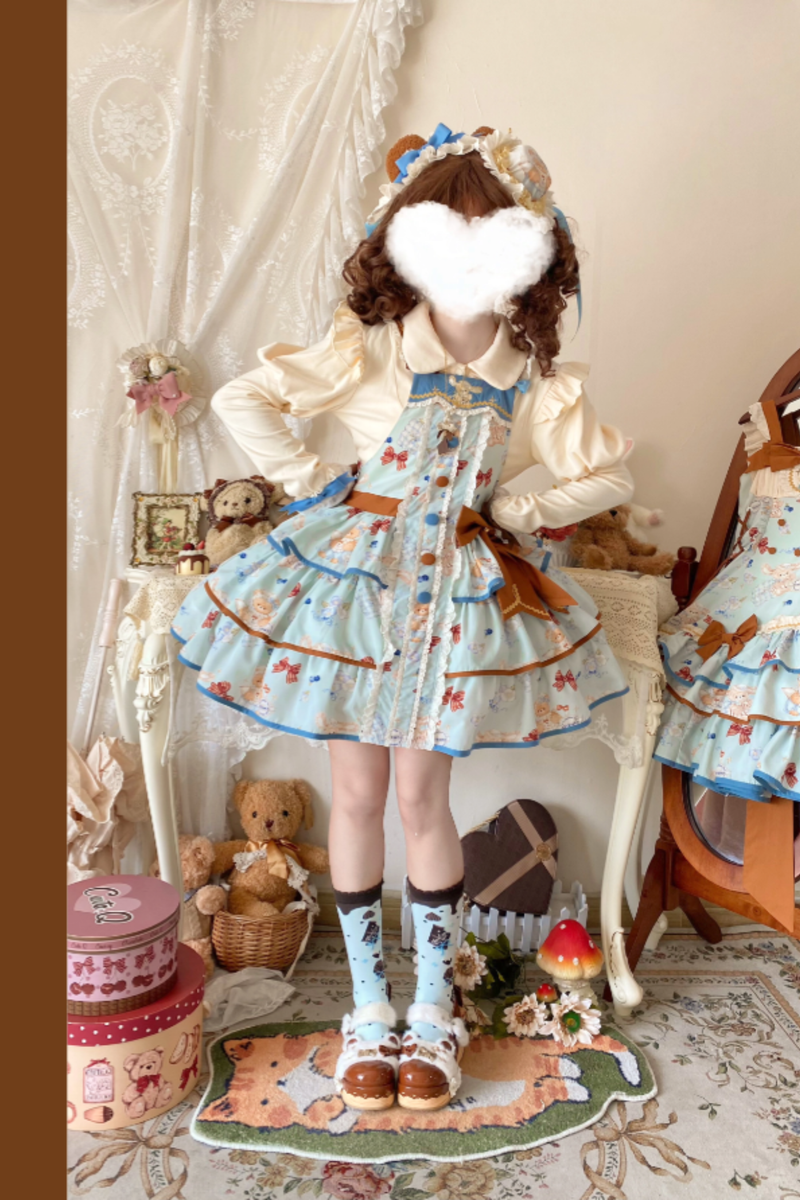 Seaside Bear Tea Party Lolita Dress + Cape
