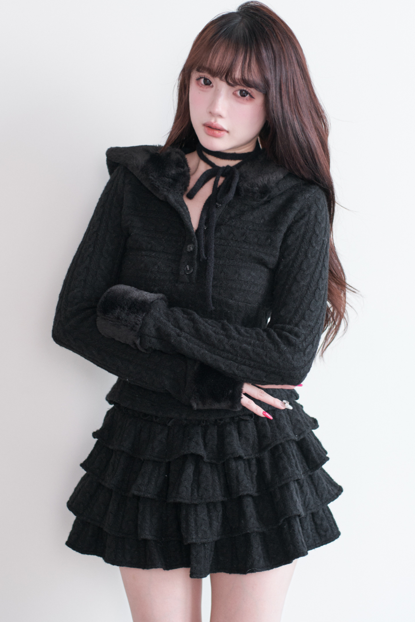 Cable Knit Top + Tiered Skirt