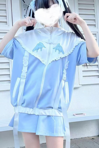 Aqua Angelic Subculture Hoodie Jacket + Pants + Leg Cover