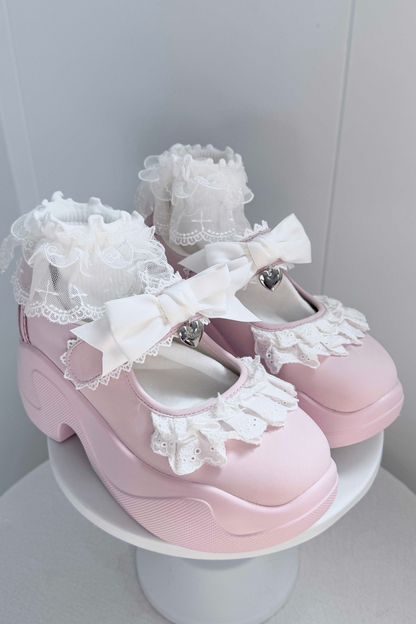 Sweet Girly Lace Ribbon Sneakers