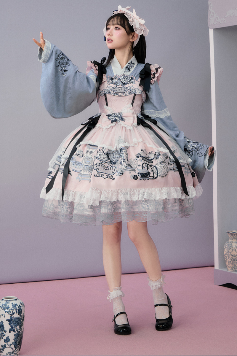 Chinese-style Design Flutter Sleeve Lolita Dress + Ribbon