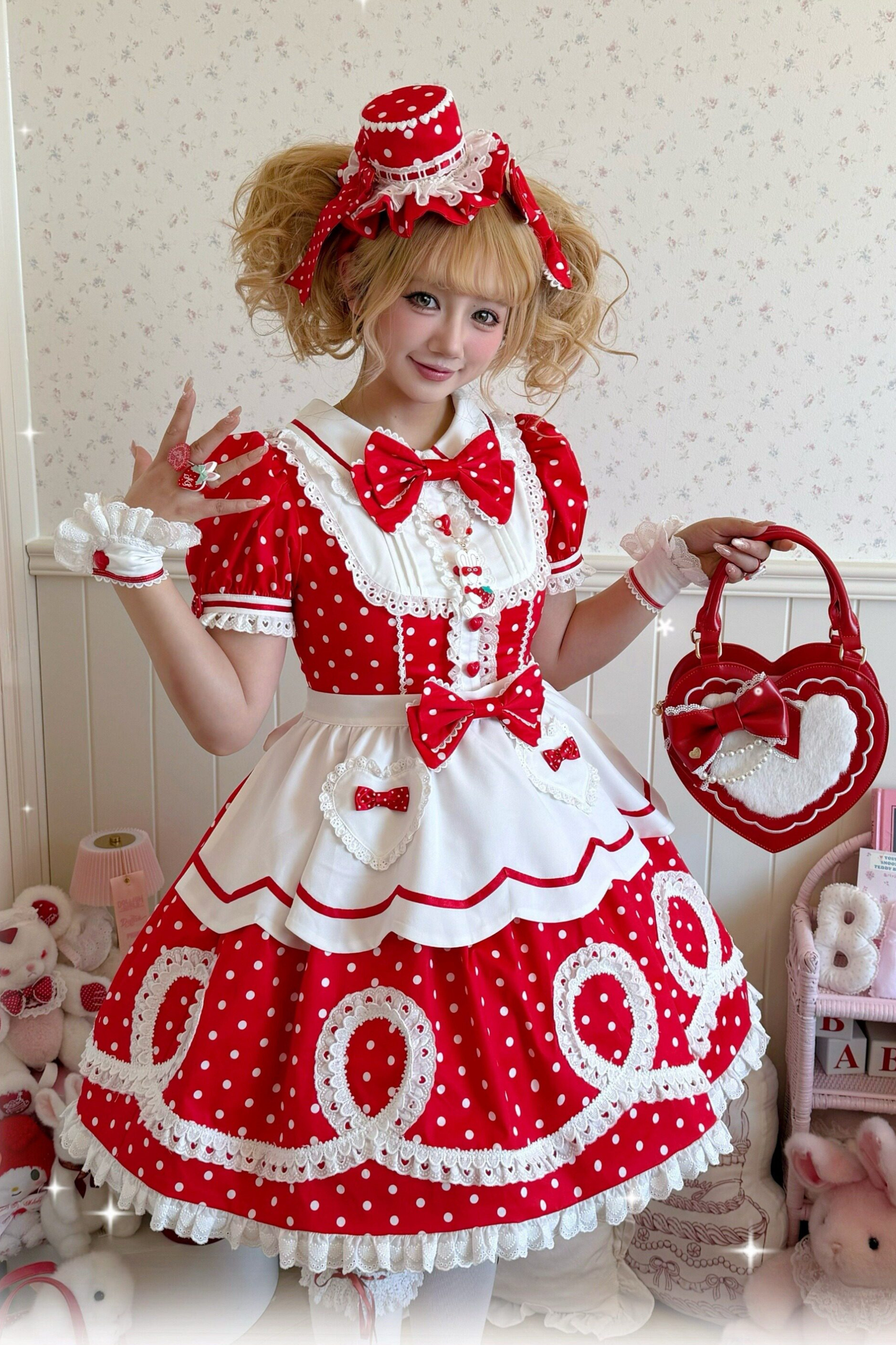 [pre-order] Retro Doll-like Lolita Dress + Hair Band + Clip + Bonnet + Hat