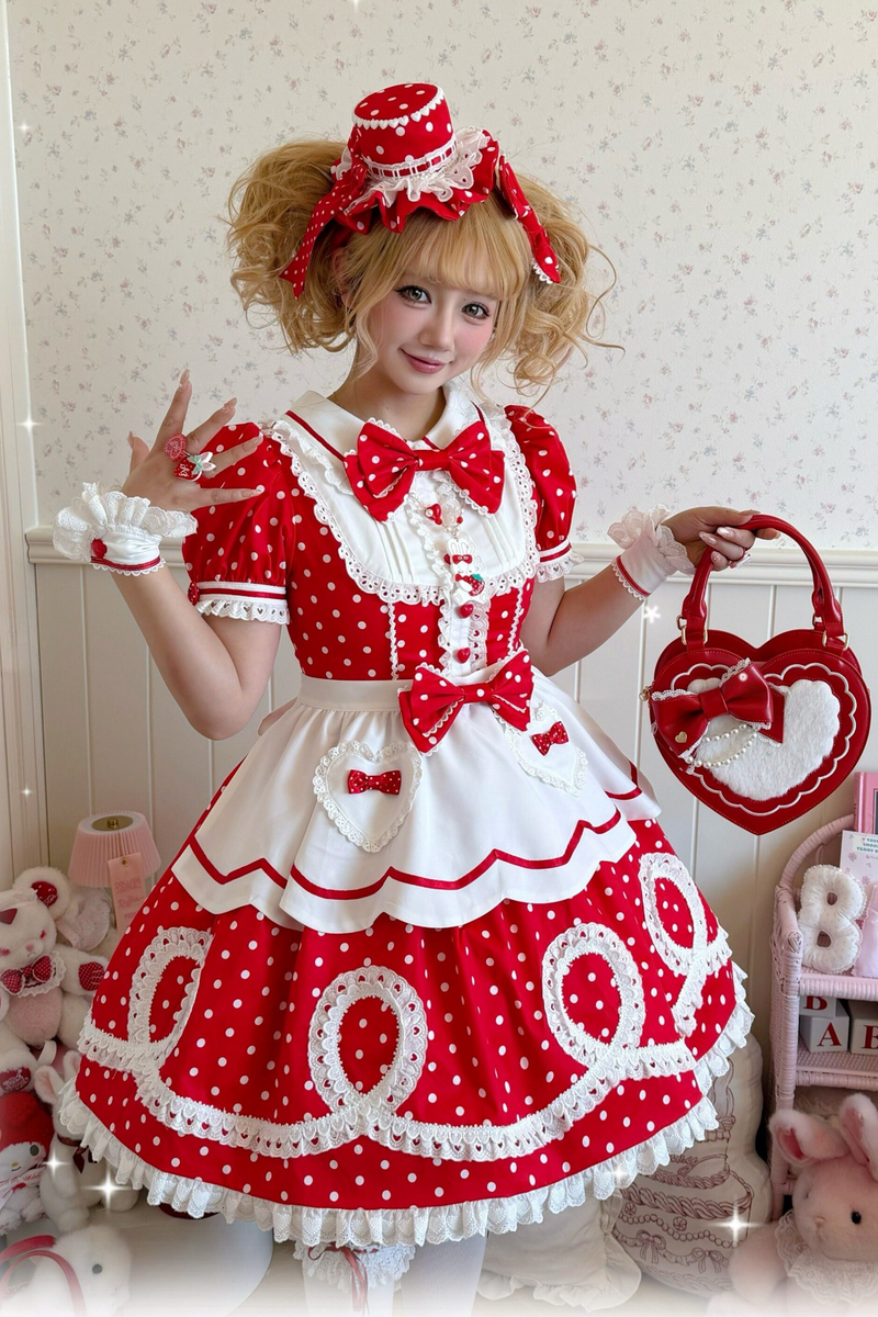 [pre-order] Retro Doll-like Lolita Dress + Hair Band + Clip + Bonnet + Hat