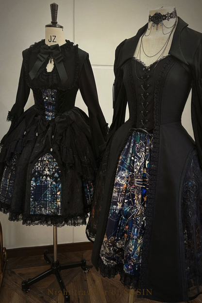 Gothic Lolita Jumper Skirt + Dark Top + Girdle