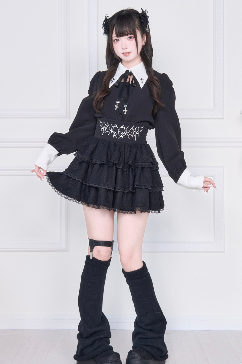 Cross Embroidery Shirt + Skirt