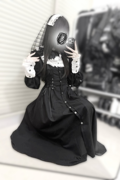 Gothic Layered Lace Long Dress