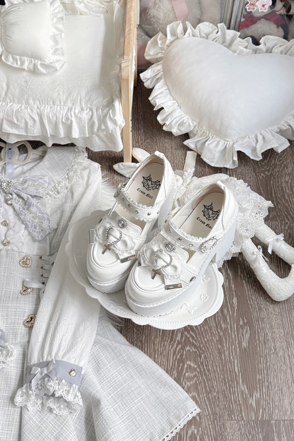 Jewel Cross Ribbon Shoes