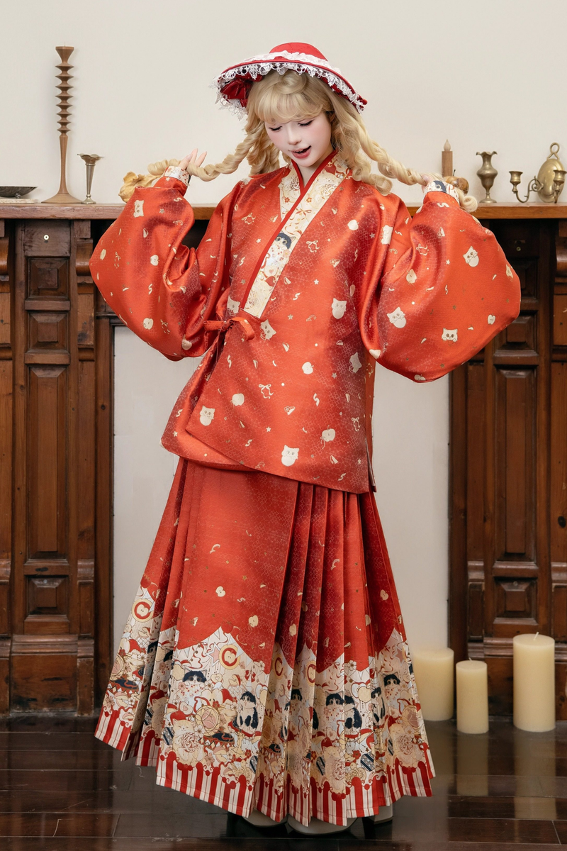 Apple Chinese-style Dress + Skirt + Overskirt + Brooch + Shawl