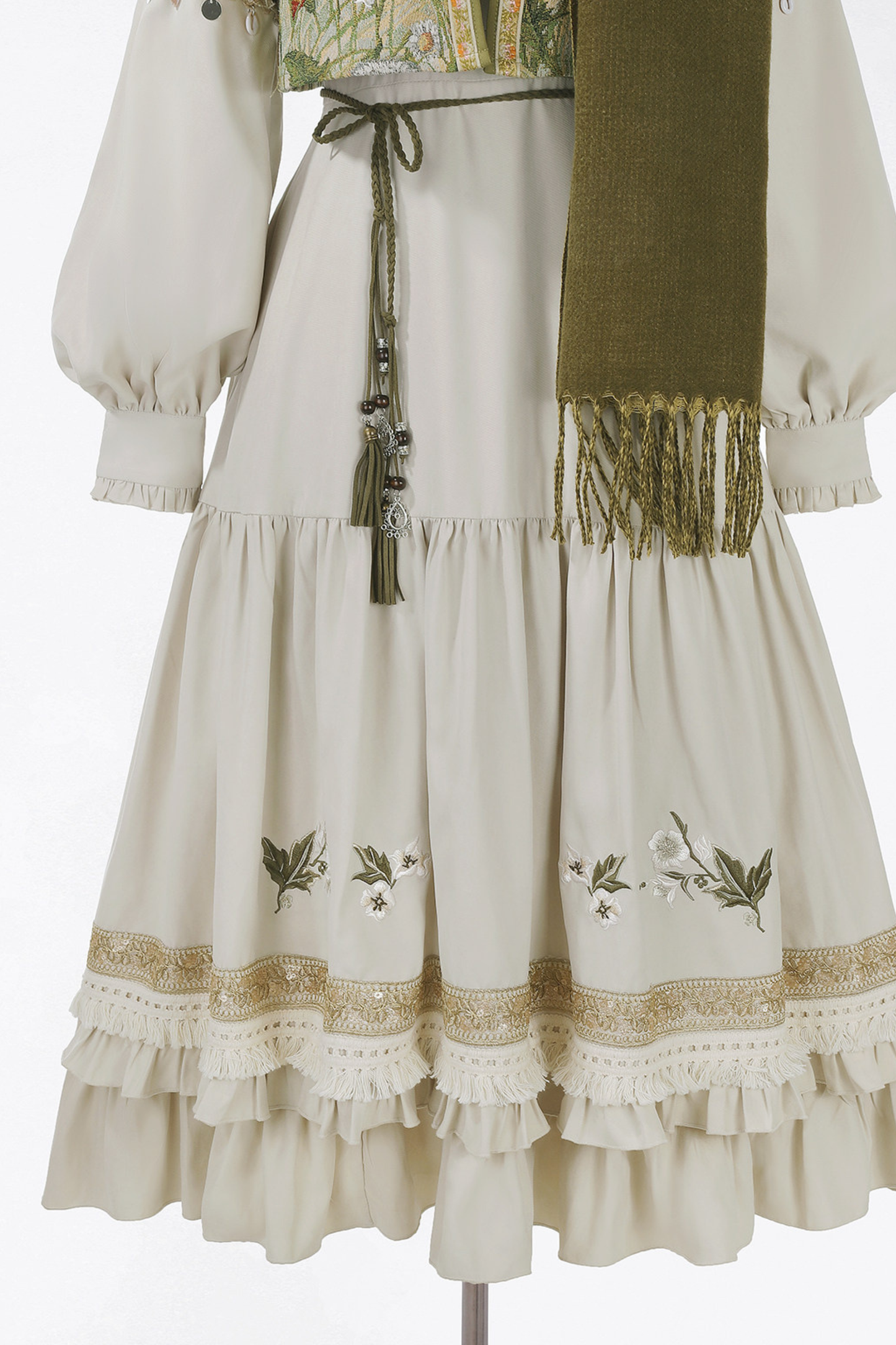 Pastoral Lolita Long Sleeve Dress + Vest + Scarf