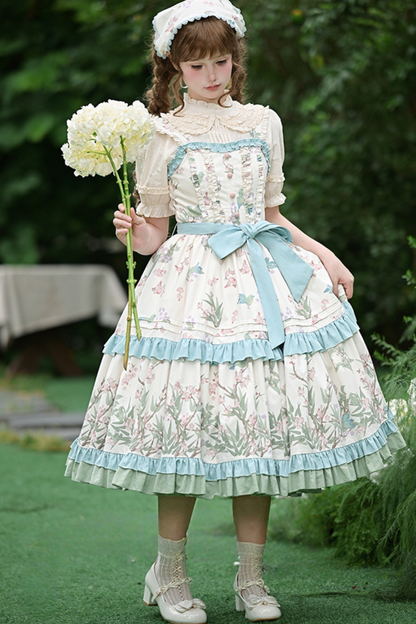 [pre-order] Forest Flower Dress + Suspender Skirt + Blouse + Cardigan + Scarf