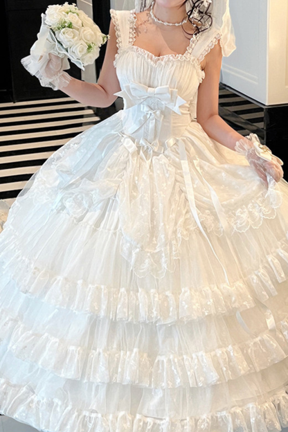 Pure Bridal Lolita Dress + Veil + Waist Belt
