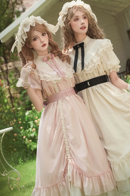 [pre-order] Rose Ruffle Lolita Dress + Dress + Belt + Brooch + Ribbon + Headband + Sleeve