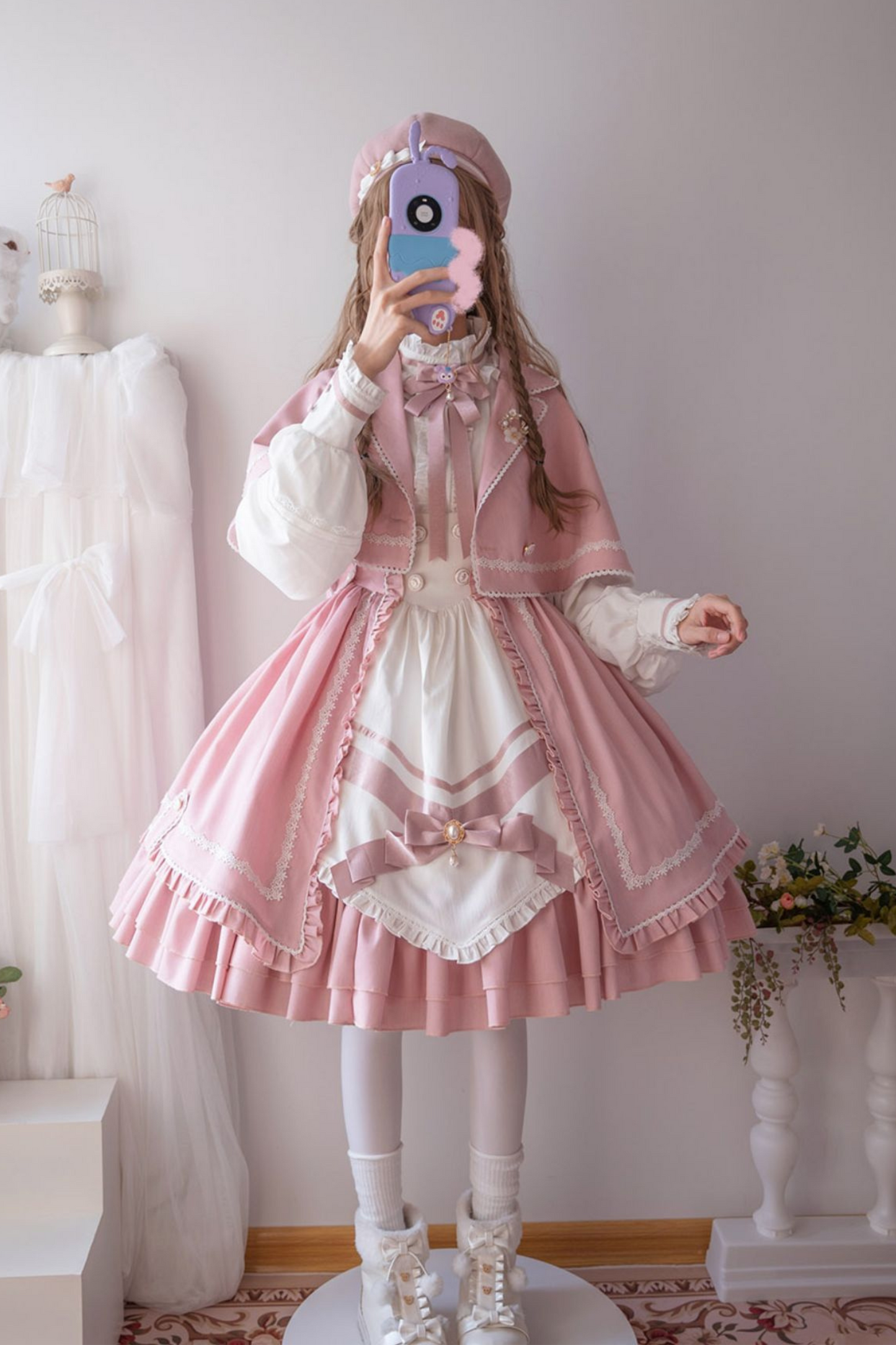 Pure Sweet Lolita Jumper Skirt + Hat + Headband