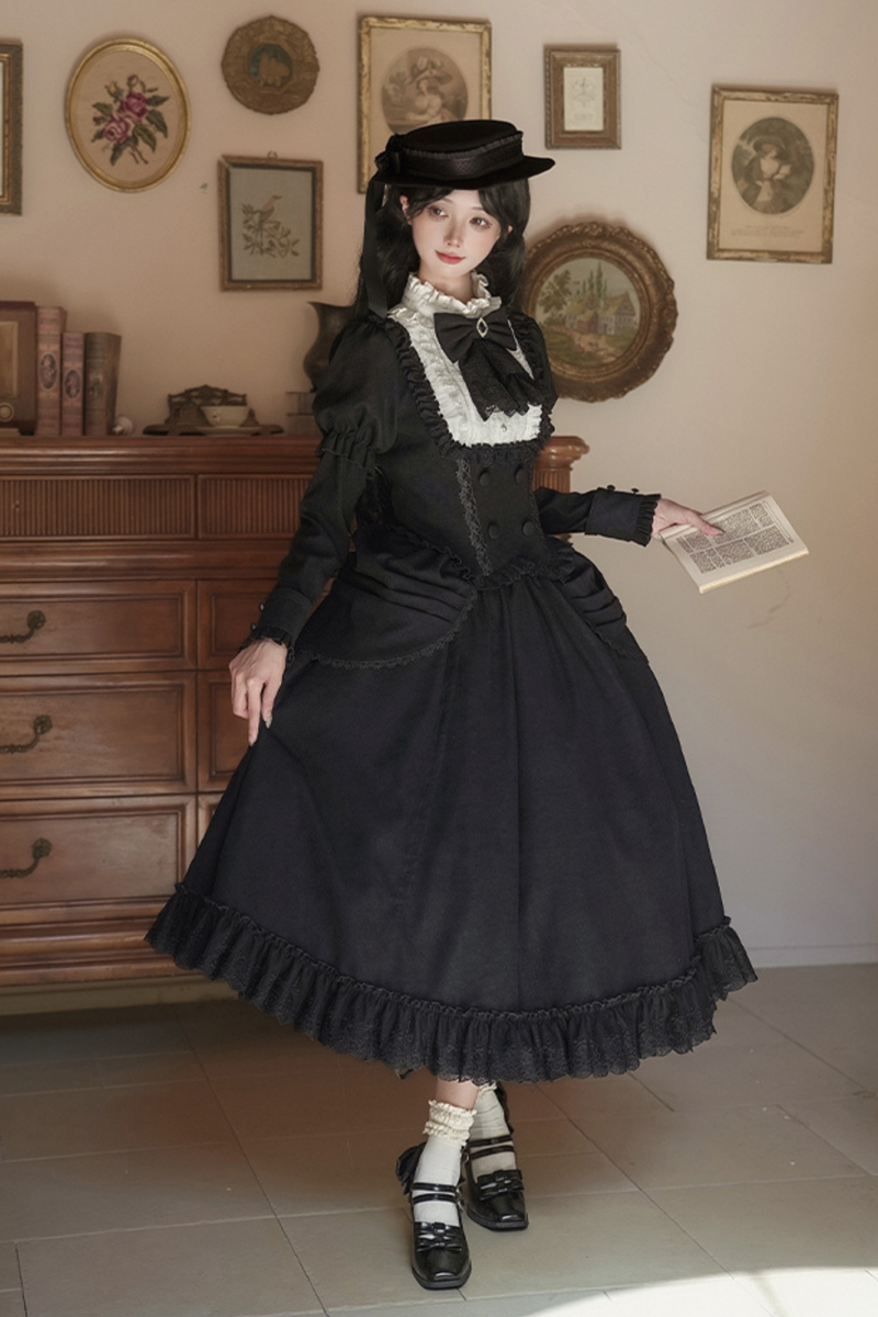 [pre-order] Classic Top + Curtain Skirt + Ribbon Collar + Hat