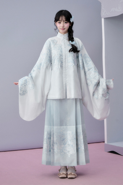 Water Mist Pure Chinese-style Jacket + Skirt + Overskirt