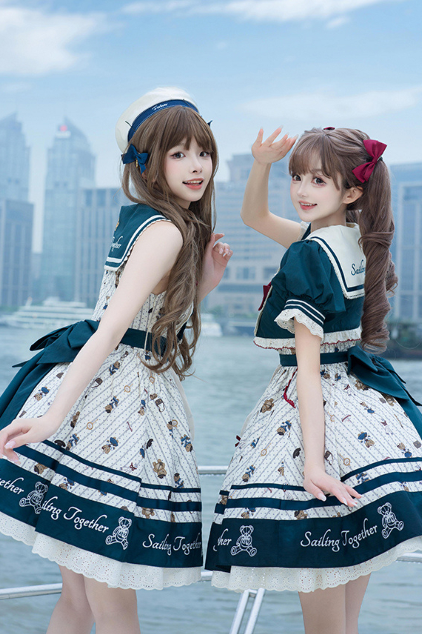 [pre-order] Jasmine Bear Marine Design Jumper Skirt + Short Outerwear