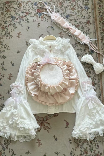 Layered Ruffle Sweet Princess Lolita Jumper Skirt + Tail + Headband + Cape + Bonnet