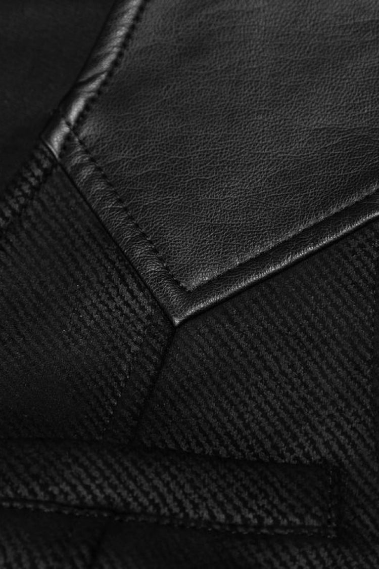 Black Sleeveless Print Stitching Metal Button Steampunk Vest