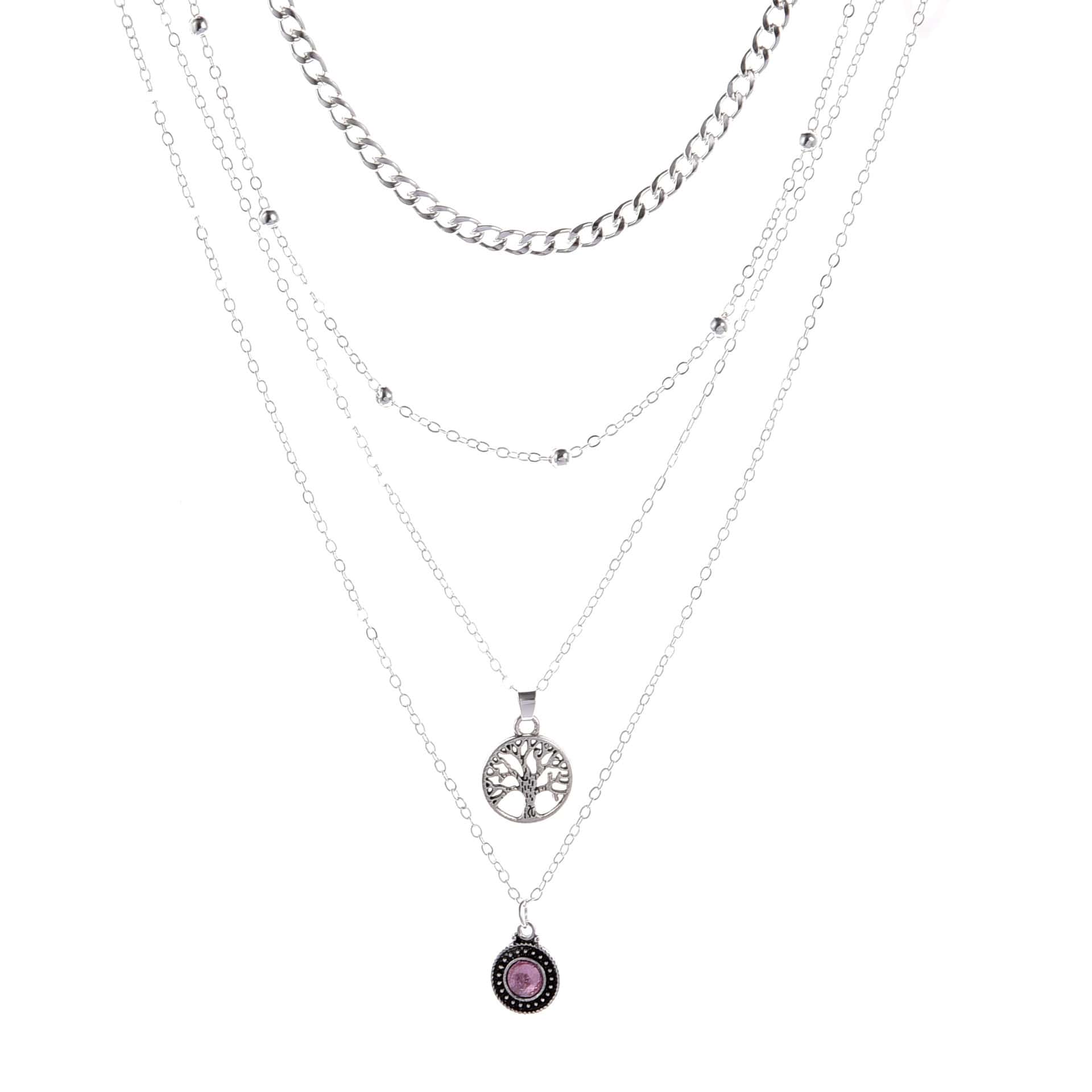 Tree of Life Crystal Necklace 4 Pcs Set