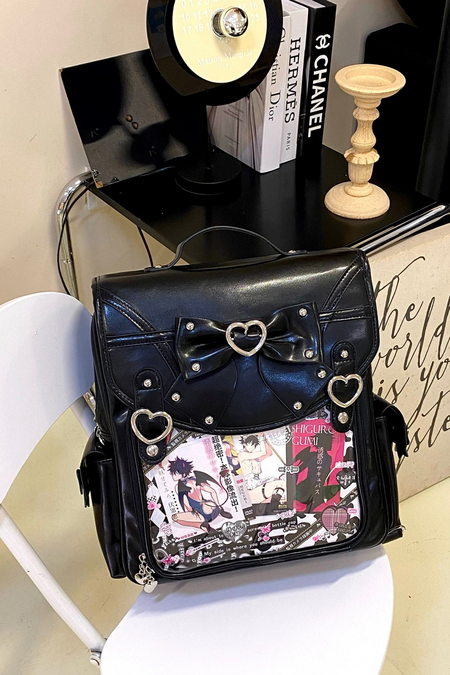 Ring Heart Ribbon Leather Ita Bag