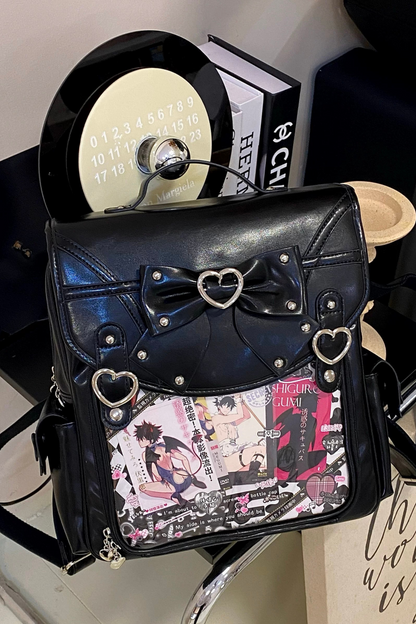 Ring Heart Ribbon Leather Ita Bag