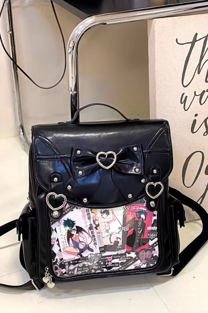 Ring Heart Ribbon Leather Ita Bag