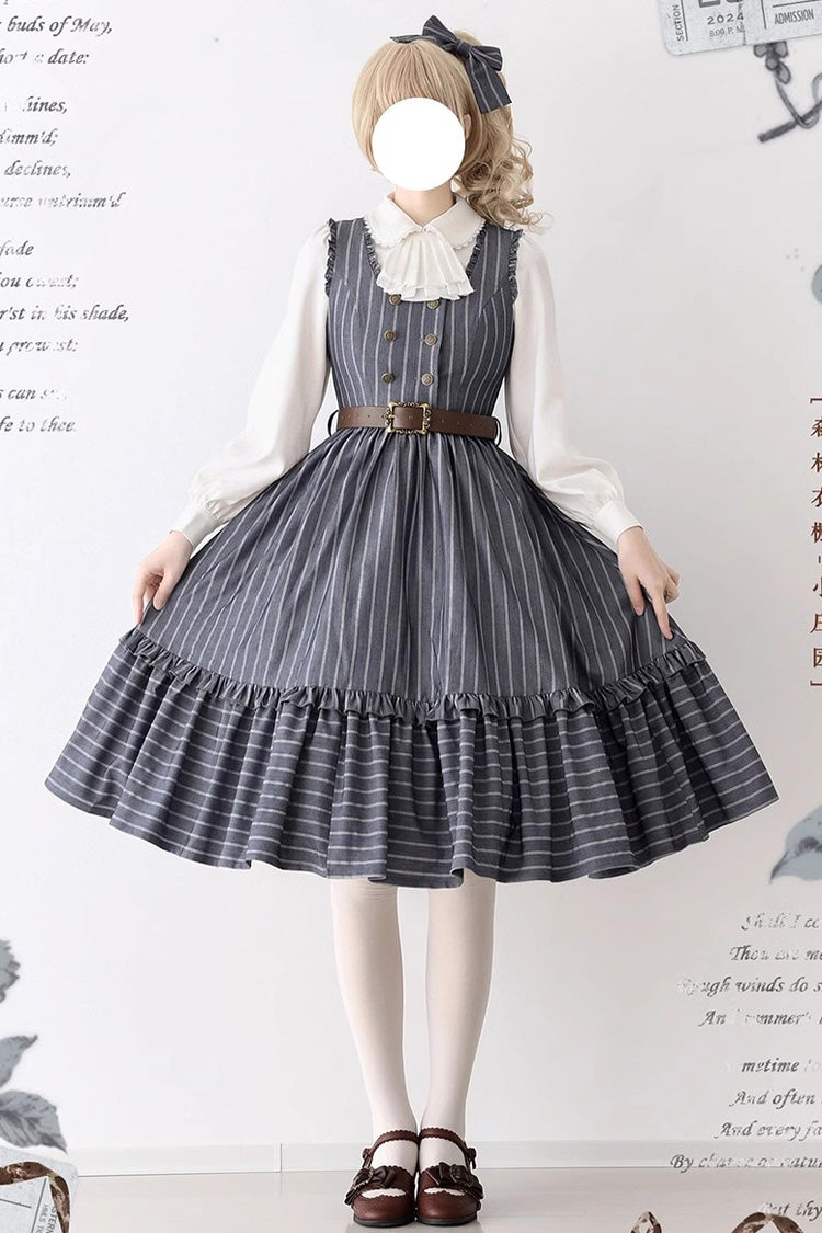 [small Estate] Sleeveless Ruffle Fishbone Classic Lolita Dress 3 Colors
