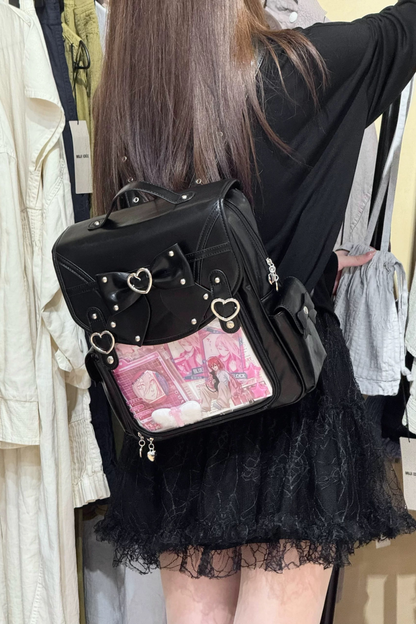 Ring Heart Ribbon Leather Ita Bag