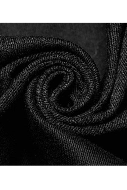 Black Punk Elastic Cotton Twill Fabric Spliced Diamond Mesh Asymmetrical Personality Short Sleeve Shirt
