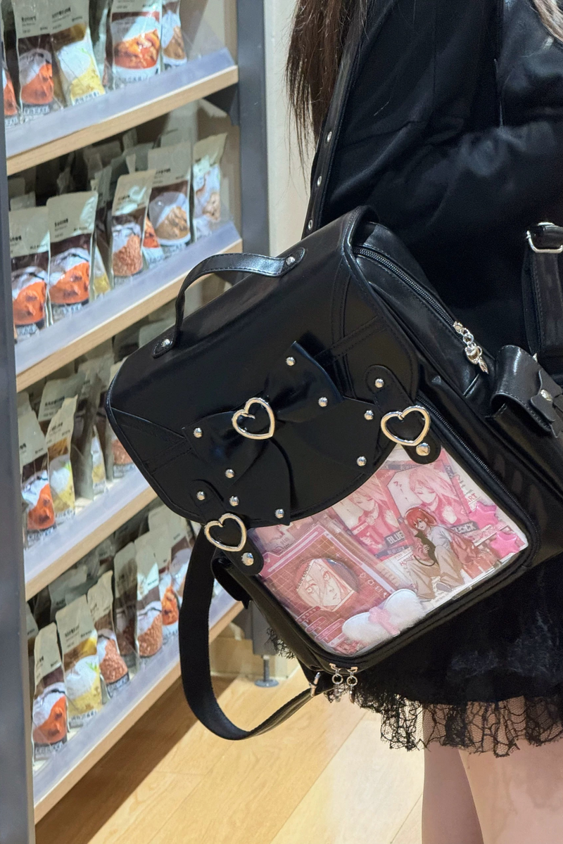 Ring Heart Ribbon Leather Ita Bag