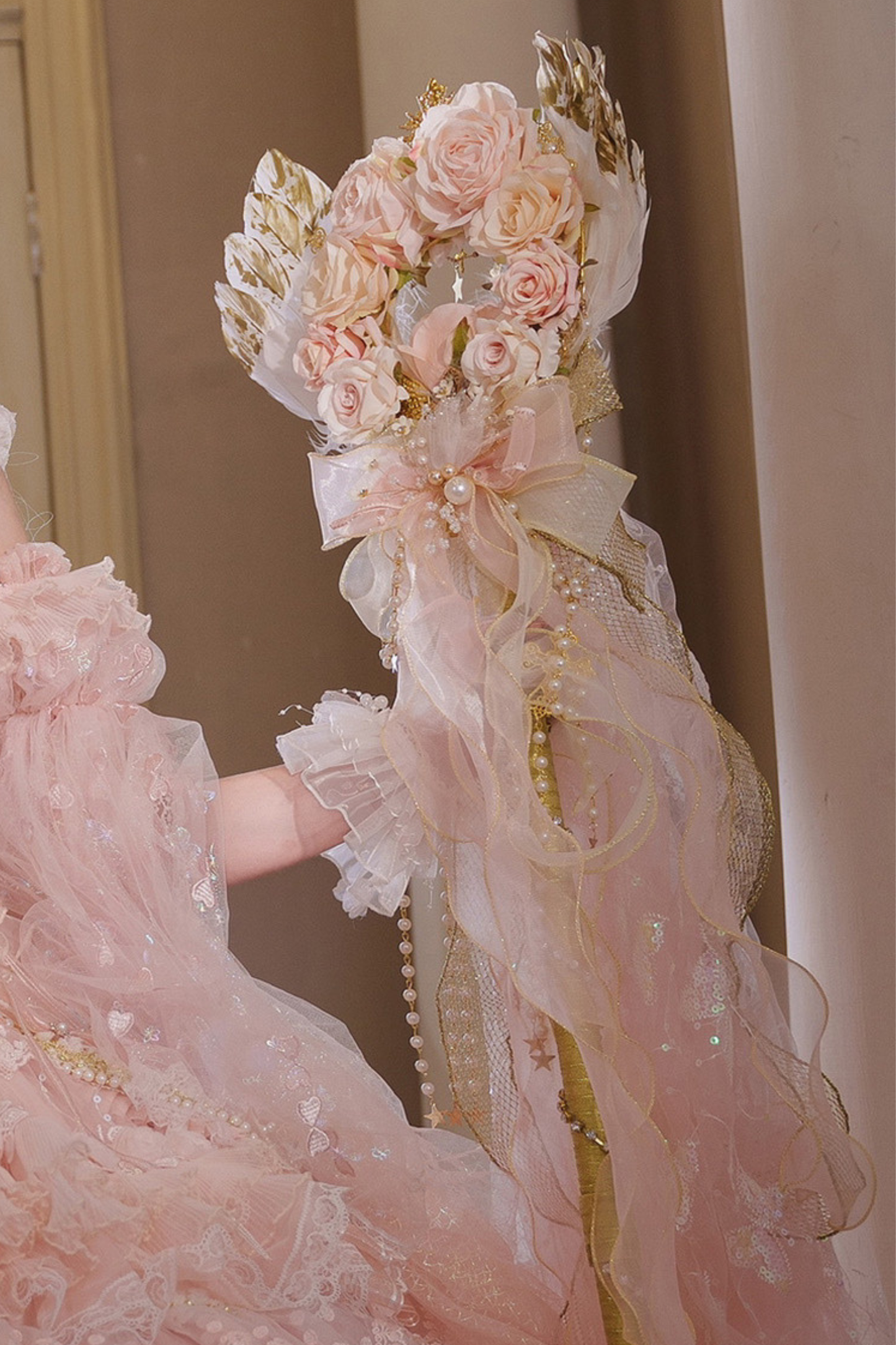 Sweet Flower Tea Party Lolita Accessory Hat + Veil + Necklace + Gloves + Scepter