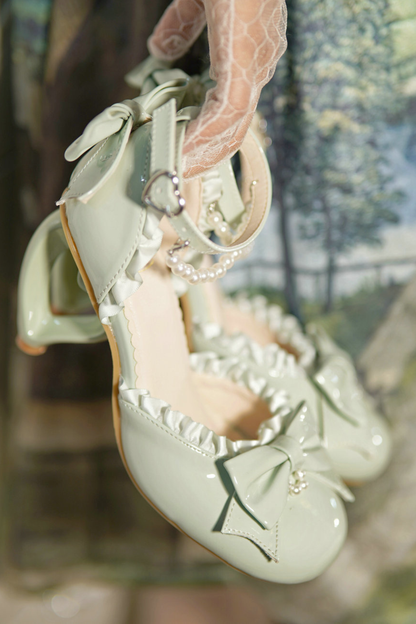 Heart Love Lollita Pearl Peach Heels
