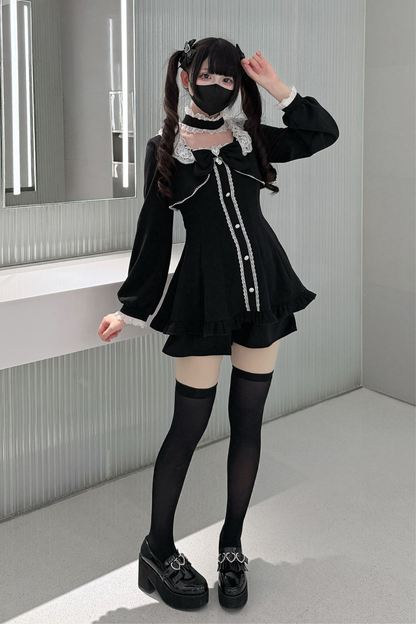 Jirai Flare Fake Two Piece Dress
