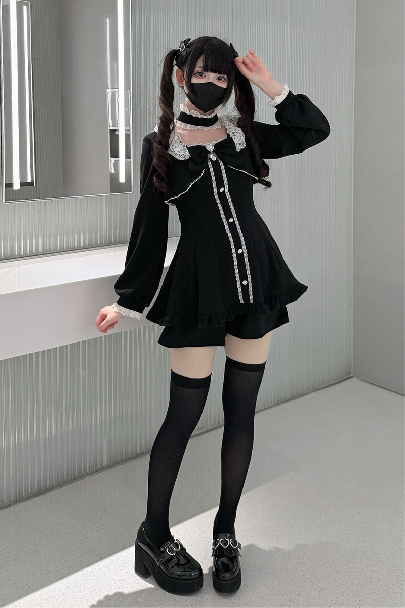 Jirai Flare Fake Two Piece Dress