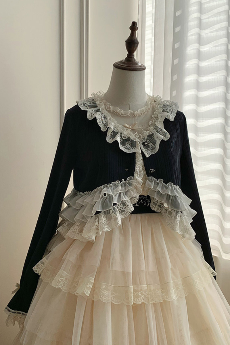 Lace Trim Knit Cardigan