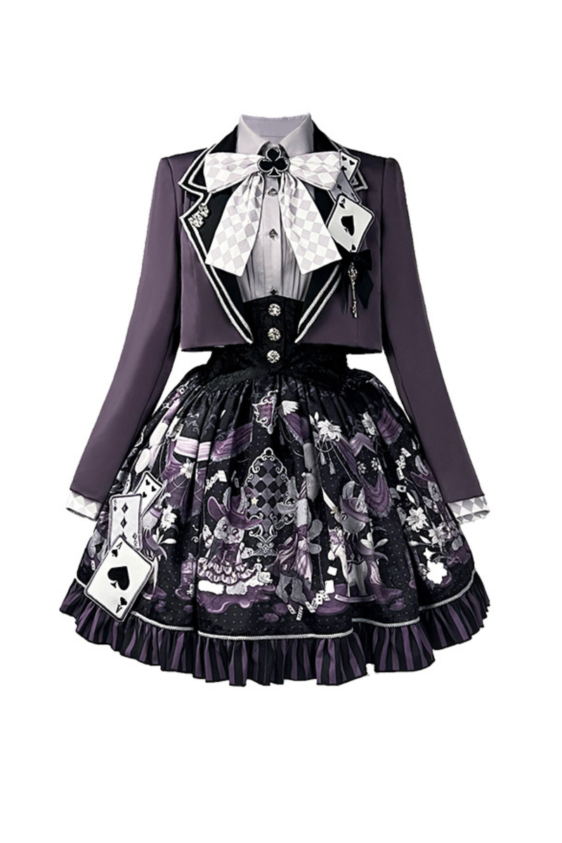Night Alice Magic Theater Lolita Skirt + Shirt + Short Jacket