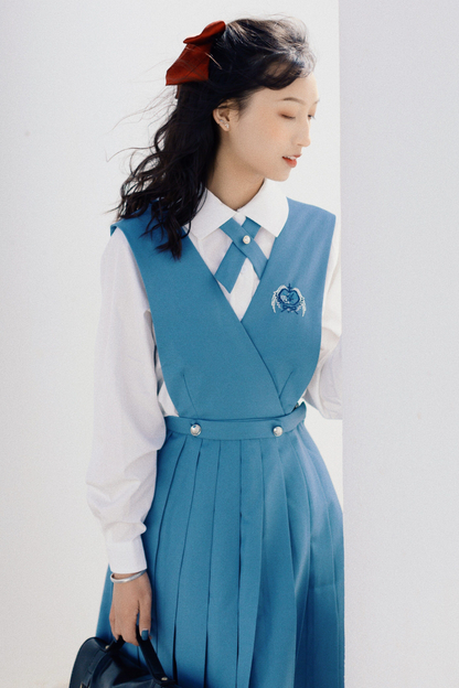 Retro College Vest Skirt + Shirt + Jacket