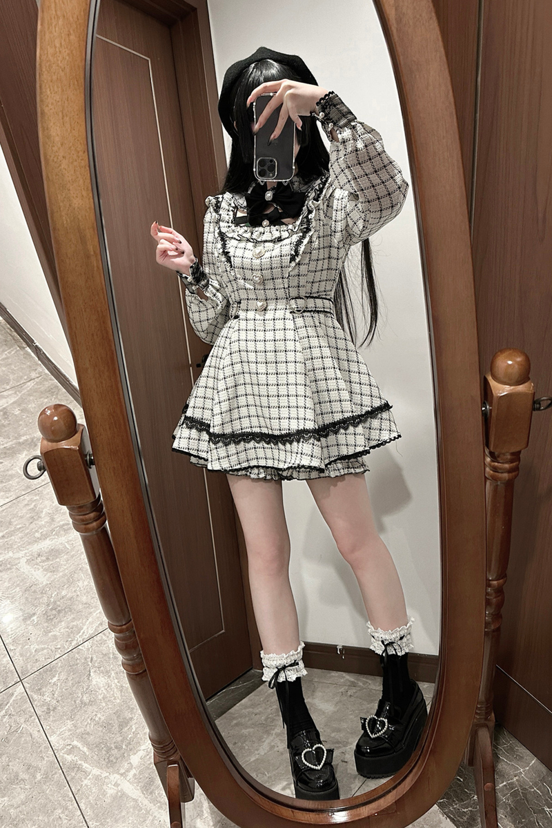 Plaid Dark Jirai Dress + Shorts
