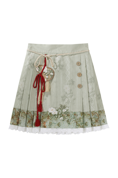 Forest Chinese-style Vest + Blouse + Skirt